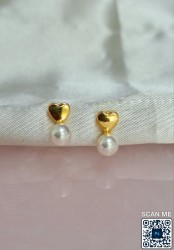 Aretes corazon y perla 82E