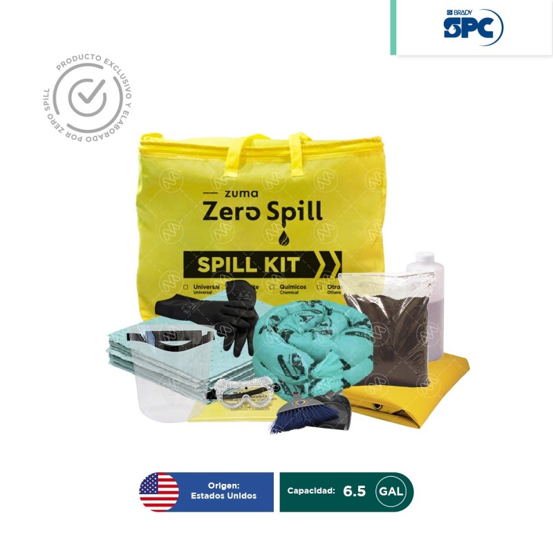 Kit antiderrames portátil para acido de baterías SPC 6.5 Gal | absorción 4 Gal