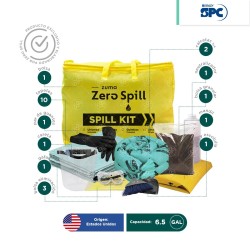 Kit antiderrames portátil para acido de baterías SPC 6.5 Gal | absorción 4 Gal