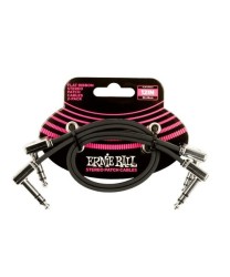Ernie Ball Cables Estéreo Flat Ribbon 6405 Negro 0.3048 Mts. Angulado/Angulado, 2 Piezas