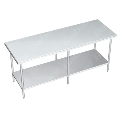 Mesa de Tajo en Isla CON Entrepaño - 2.40 X 0.70 X 0.90 Acero Inoxidable Tipo 304