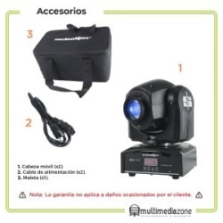 Set 2 Cabezas Moviles Led Beam 1x45w Rgbw Laser Verde Rojo