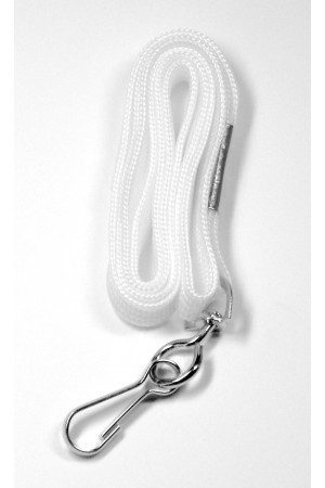 Cordón blanco con gancho metálico para gafete
