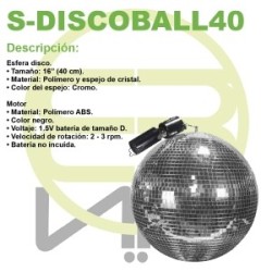 Schalter Bola Disco Motorizada Espejo Cristal 40 Cm Diámetro S-DISCOBALL40