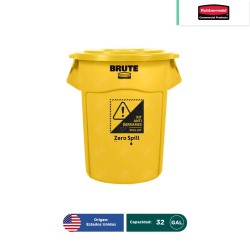Contenedor redondo Brute con tapa Rubbermaid 32 Gal