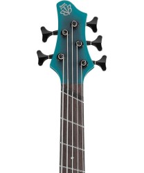 “Exclusiva en Veerkamp Online” Ibanez Bajo Eléctrico 5 Cuerdas BTB605MS-CEM Azul Sombreado con Estuche, Serie BTB Bass Workshop