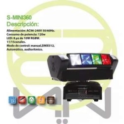 Cabeza Movil Mini Spider Led 8x10w Luz Disco Rgbw Motorizada Control Remoto