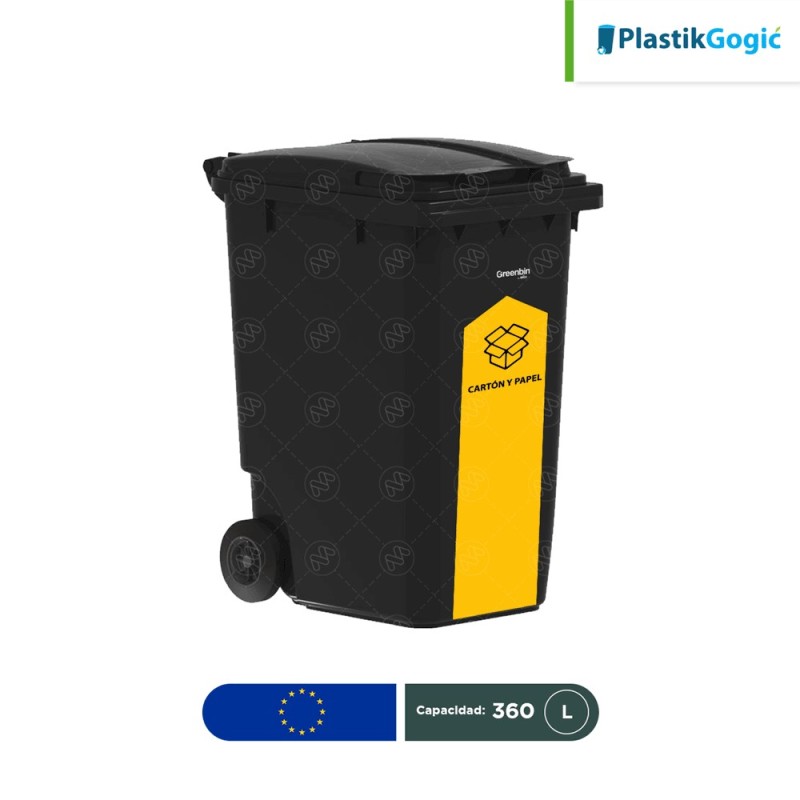 Contenedor con 2 ruedas con identificadores gubernamentales Plastik Gogic 360 L