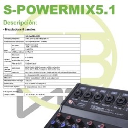 Mezcladora Schalter Promix5.1 Amplificada 5.1 Canales S-POWERMIX5.1