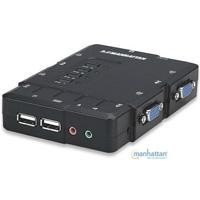 SWITCH KVM MANHATTAN 4 PTOS USB Y 4 PTOSVGA 3.5MM 1600X90...