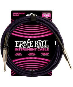 Ernie Ball Cable Braided 6393 Morado/Negro 3.048 Mts. Recto/Recto