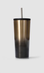 Vaso Con Popote Plateado