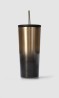 Vaso Con Popote Plateado