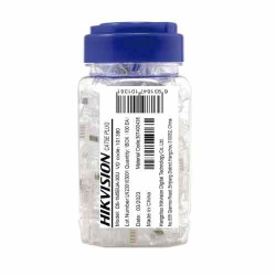PLUG RJ-45 CAT6 HIKVISION, BOTE CON 100 PIEZAS TRANSPARENTES, CHAPADO EN ORO A 30 MICRAS, SIN BLINDAJE, USO INTERIOR, SOPORTA NO