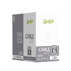 BOBINA DE CABLE MARCA GHIA CAT6 UTP CCA COLOR GRIS 23 AWG UTP 305M 1000FT CERTIFICACIN CE / ROHS, INTERIOR,