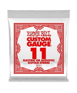 Ernie Ball Cuerda "Custom Gauge" 1011(6) para Guitarra Acústica/Eléctrica, Calibre 0.011, Acero
