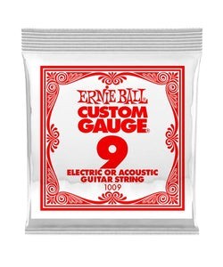 Ernie Ball Cuerda "Custom Gauge" 1009(6) para Guitarra Acústica/Eléctrica, Calibre 0.009, Acero