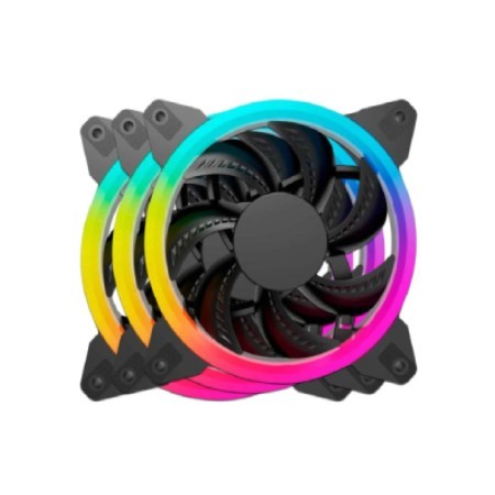 KIT 3 VENTILADORES OCELOT GAMER 120MM RGB CON CONTROL PARA DE COLORES OGPF01