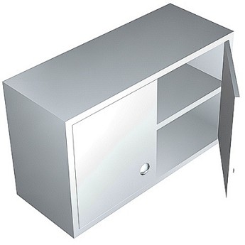 ALACENA CON 2 PUERTAS CORREDIZAS O ABATIBLES CON ENTREPAÑO INTERMEDIO DE LAMINA DE ACERO INOXIDABLE