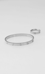 Set Pulsera Y Anillo Plateado