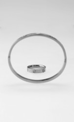 Set Pulsera Y Anillo Plateado