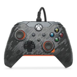 Control Alámbrico PDP Atomic Carbón Xbox PC Negro con Naranja