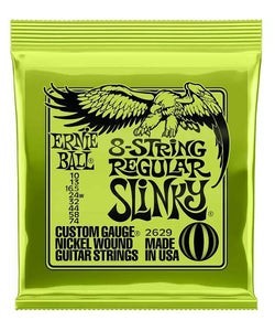 Ernie Ball Encordadura "Regular Slinky 8 Cuerdas" 2629, Guitarra Eléctrica, Nickel Wound 10-74