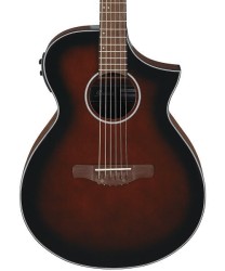 Ibanez Guitarra Electroacústica Café Sombreado Negro AEWC11-DVS, Serie AEW