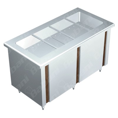 Gabinete en Isla con Baño María a Gas - 1.20 X 0.70 X 0.90   Acero Inoxidable Tipo 304