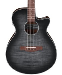 Ibanez Guitarra Electroacústica Negro Transparente Sombreado AEG70-TCH, Serie AEG