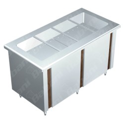 Gabinete en Isla con Tina Fría a Hielo - 0.90 X 0.70 X 0.90   Acero Inoxidable Tipo 441
