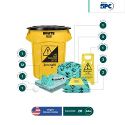 Kit antiderrames para líquidos agresivos o hazmat SPC 20 Gal | absorción 14 Gal