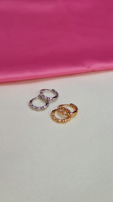 Aretes torsal zirconia dorado/plateado 185F