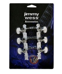 Jimmy Wess Maquinaria SKG367-CK para Guitarra Acústica 3+3 Niquelada (Perno y Botón Metal)