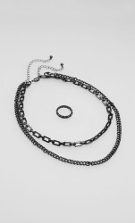Set Collar Y Anillo Negro