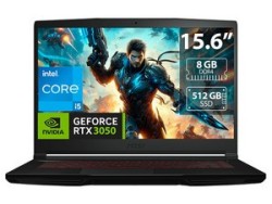 Laptop Gamer MSI GF63 Thin: Procesador Intel Core i5 11400H (hasta 4.5 GHz), Memoria de 8GB DDR4, SSD de 512GB, Pantalla de 15.6