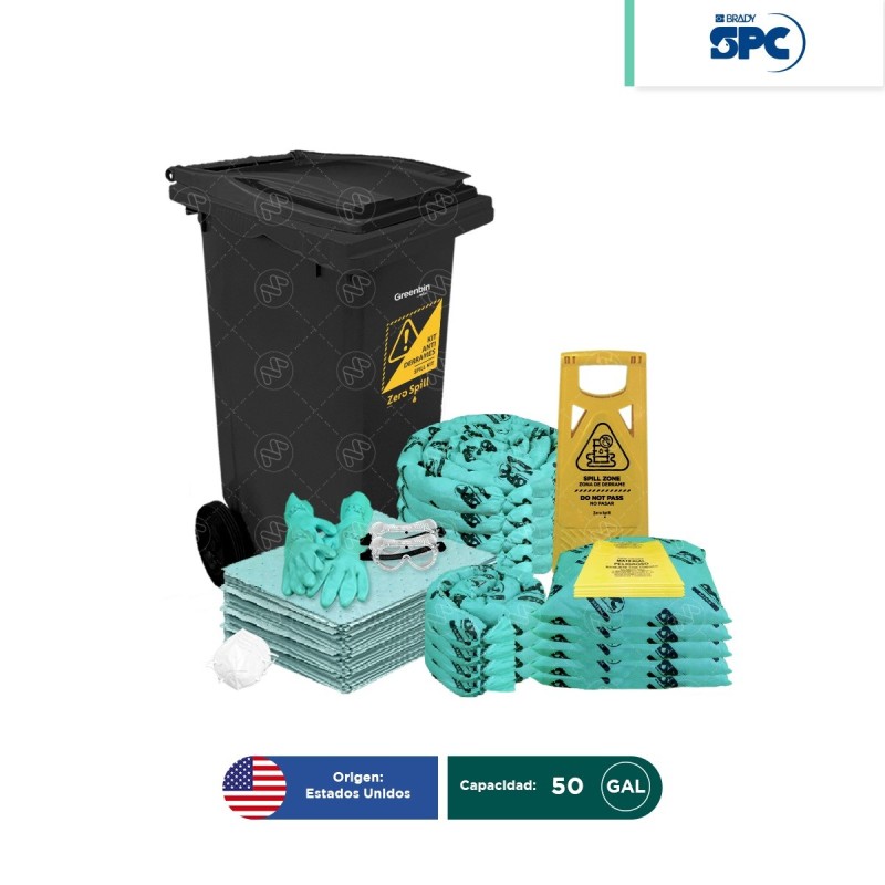 Kit antiderrames móvil para líquidos agresivos o hazmat SPC 50 Gal | absorción 38 Gal V2