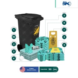 Kit antiderrames móvil para líquidos agresivos o hazmat SPC 50 Gal | absorción 38 Gal V2