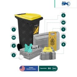 Kit antiderrames móvil universal no quimicos SPC 50 Gal | absorción 51 Gal