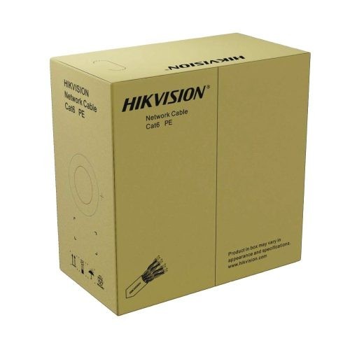 BOBINA DE CABLE HIKVISION UTP 305 MTS, CAT 6 (24 AWG), COLOR NEGRO, USO EN EXTERIOR, 100% COBRE, APLICACIONES DE CCTV Y REDES DE