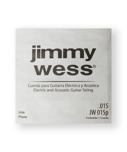 Jimmy Wess Cuerda JW-015P(12) para Guitarra Acústica y Eléctrica, 2A, Calibre 0.015, Acero (12 pzas)