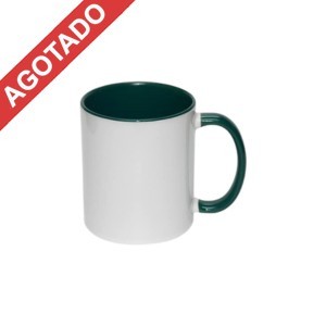 TAZA BLANCA INTERIOR Y ASA VERDE 11OZ