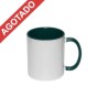 TAZA BLANCA INTERIOR Y ASA VERDE 11OZ