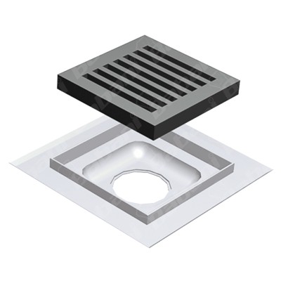 Resumidero con Charola - 0.20 X 0.20 X 0.06   Acero Inoxidable Tipo 304