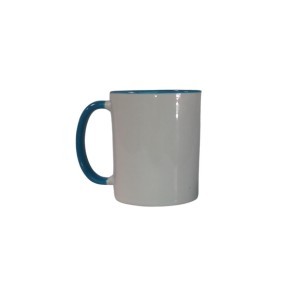 TAZA BLANCA FILO Y ASA AZUL CLARO 11 OZ