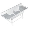Fregadero Doble p/Lavado de Ollas SIN Entrepaño - 1.50 X 0.70 X 0.90 Acero Inoxidable Tipo 304