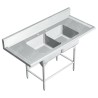 Fregadero Doble p/Lavado de Verduras SIN Entrepaño - 1.80 X 0.70 X 0.90   Acero Inoxidable Tipo 304