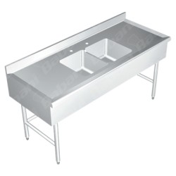 Fregadero Doble para Cristalería - 1.80 X 0.65 X 0.75   Acero Inoxidable Tipo 441