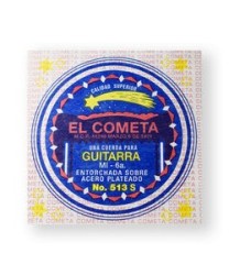 El Cometa Cuerda 513S(12) para Guitarra Acústica, 6a, Cobre Sin Borla