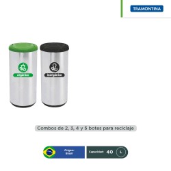 Combo ecológico acero inoxidable tapa vaivén Tramontina 40 L